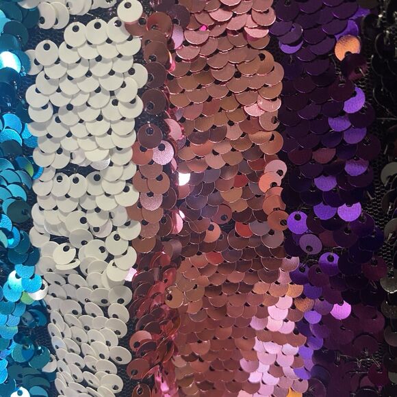 JUN & IVY Skirt Sequin Striped Mini Vibrant Party Fully Lined Rainbow Womens L - Picture 9 of 11